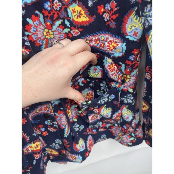 Levi's Women’s Paisley Floral Hooded Zip/Snap Utility Jacket Size Small Colorful - Picture 11 of 12